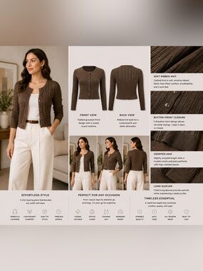 Forever 21 Brown Ribbed Button-Front Cardigan